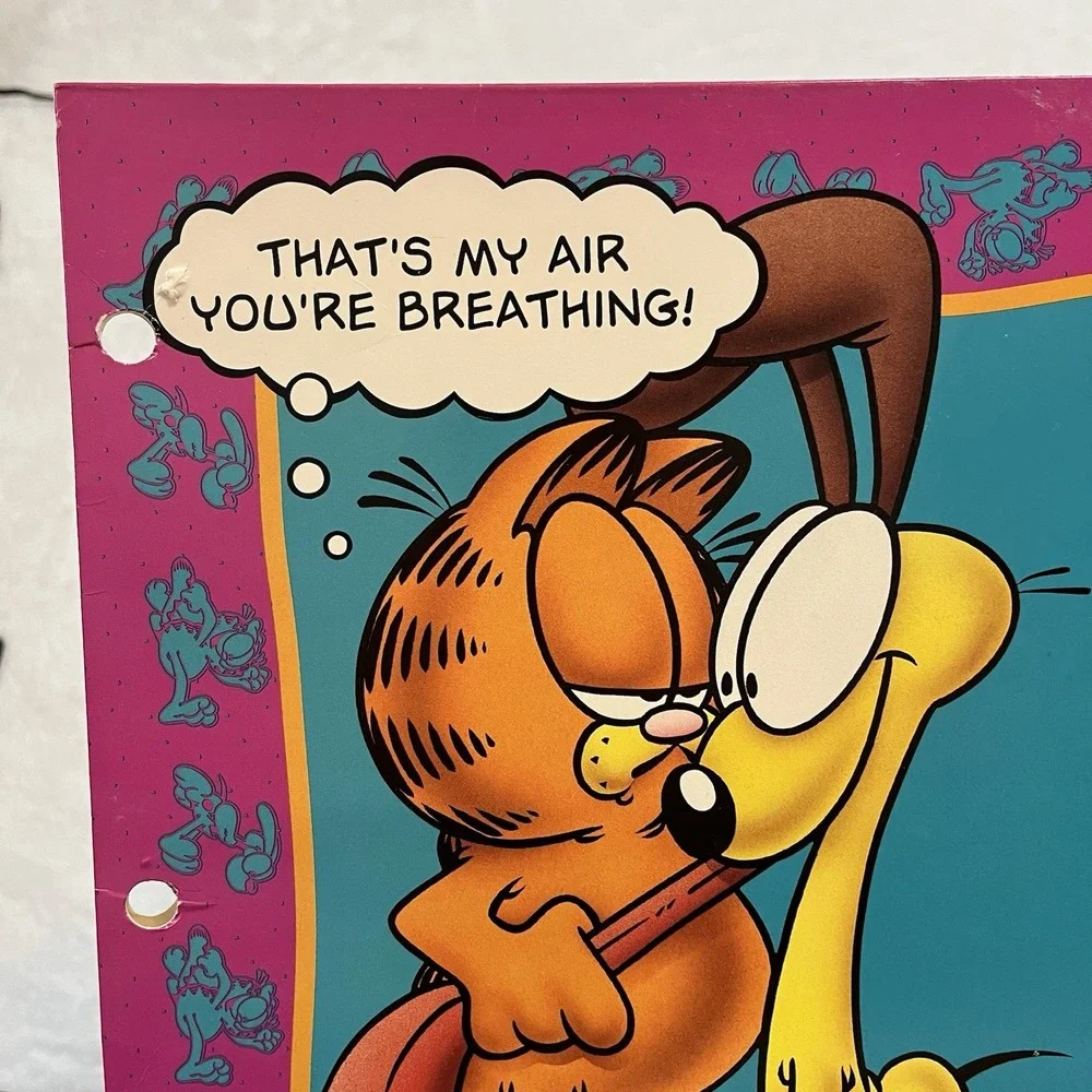 Garfield Odie PAWS 3 Ring Binder Pocket Folders Jim Davis School Lot 3 Vintage